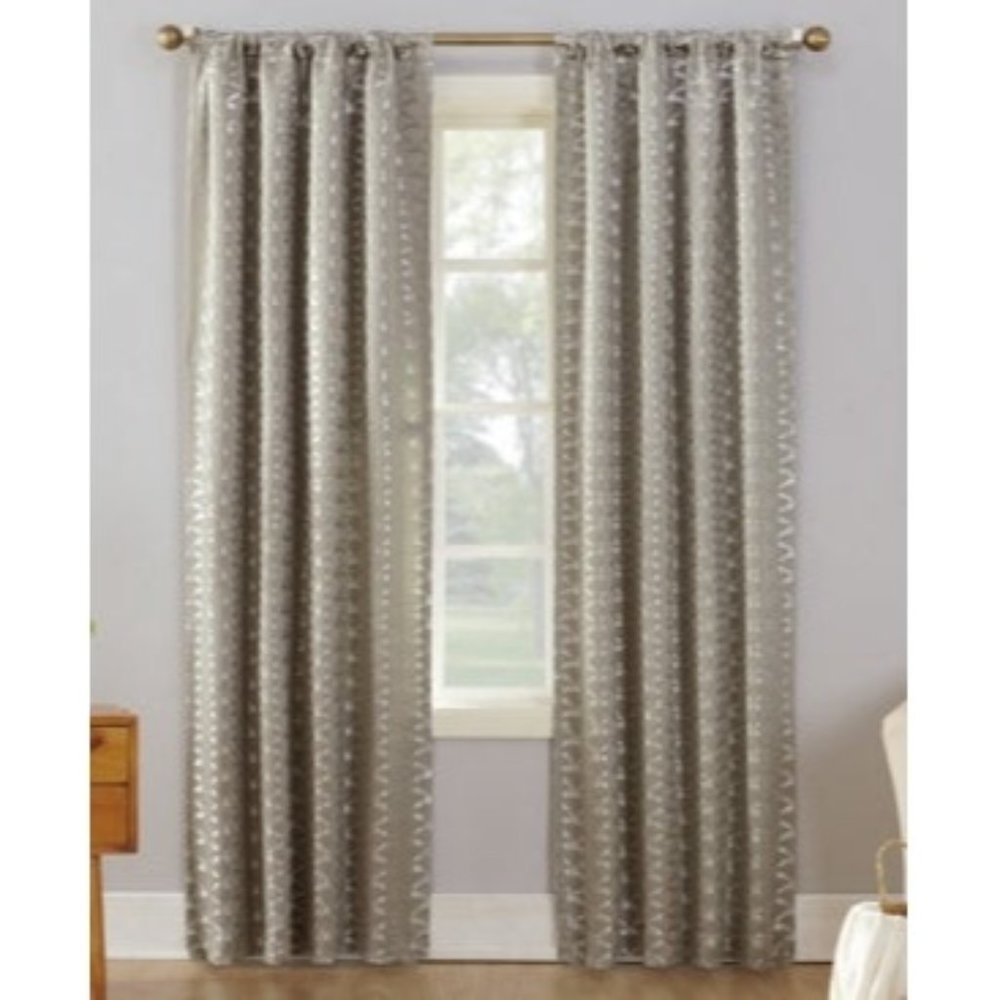 Sun Zero Atticus Metallic Geometric Jacquard 52" x 95" Blackout Lined Rod-Pocket
